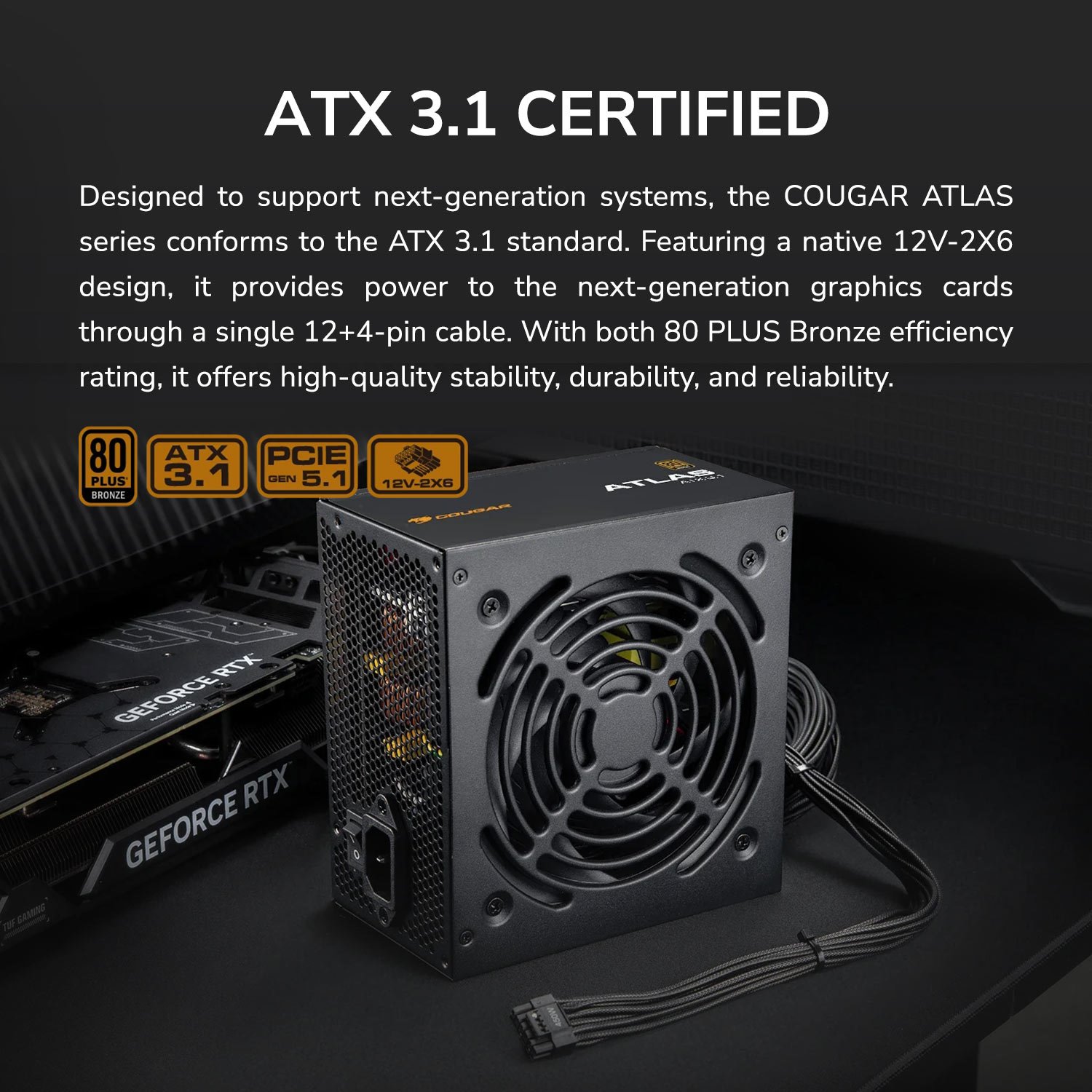 COUGAR PC zdroj ATLAS 650W 80+ Bronze (ATX 3.1)