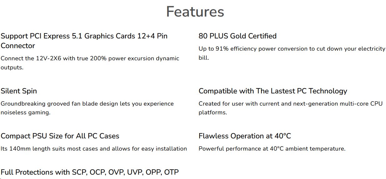 COUGAR PC zdroj GES 850W 80+ Gold ATX 3.1