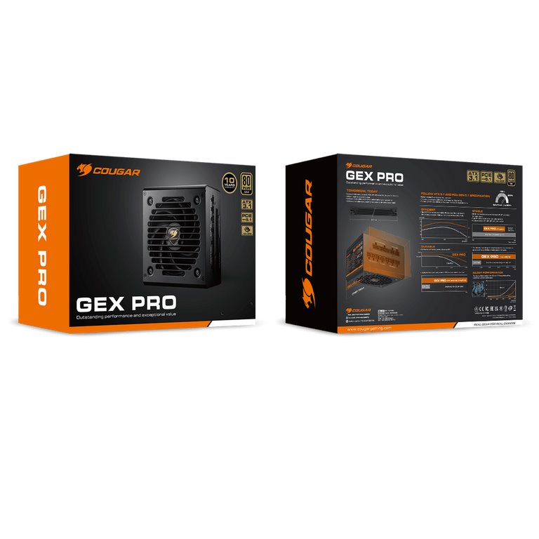 COUGAR PC zdroj GEX PRO 850W 80+ Gold, Fully, ATX3.1, PCIE5.1, GeForce RTX 50 series ready