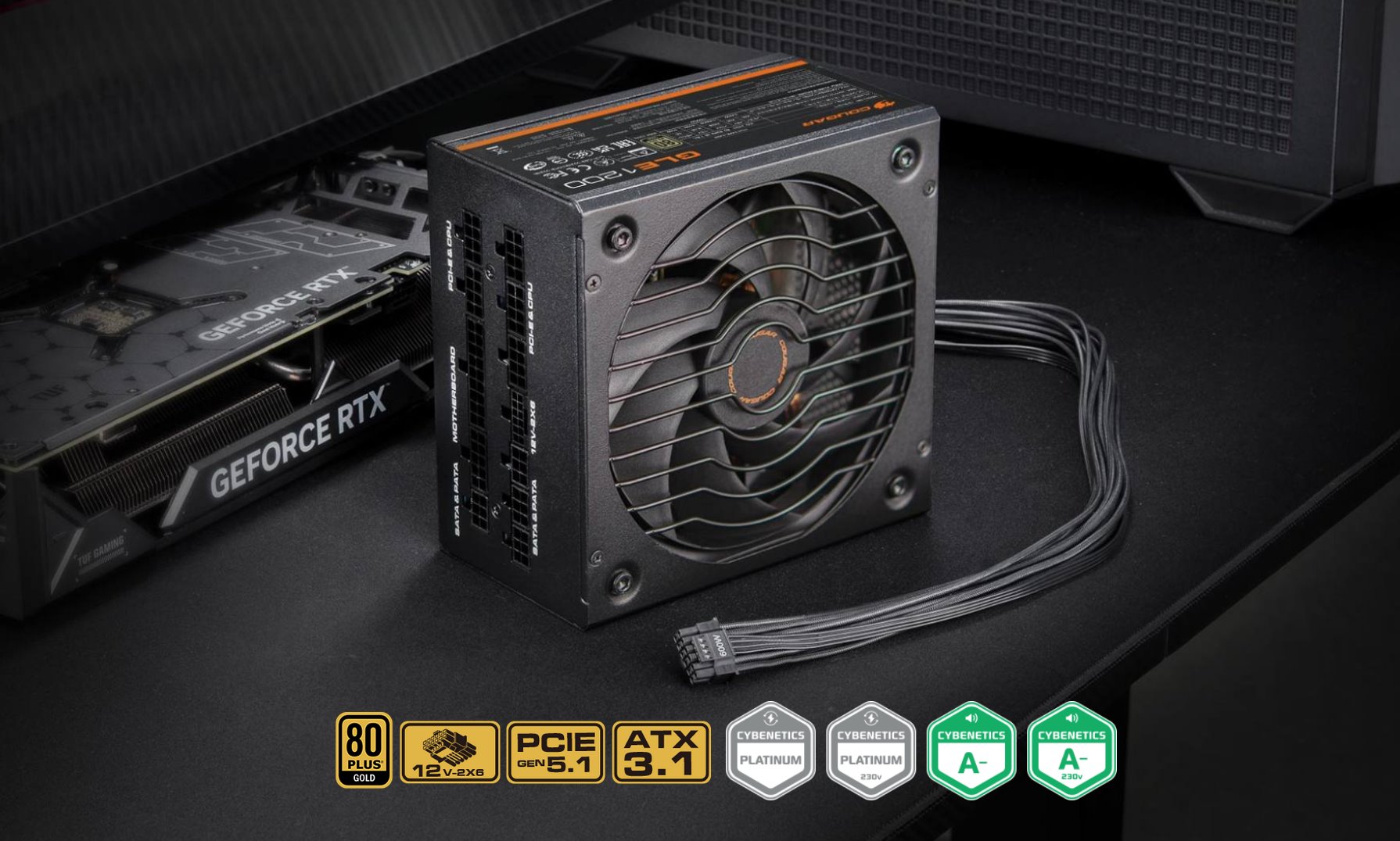 COUGAR PC zdroj GLE 1200W 80+ Gold, Fully modular