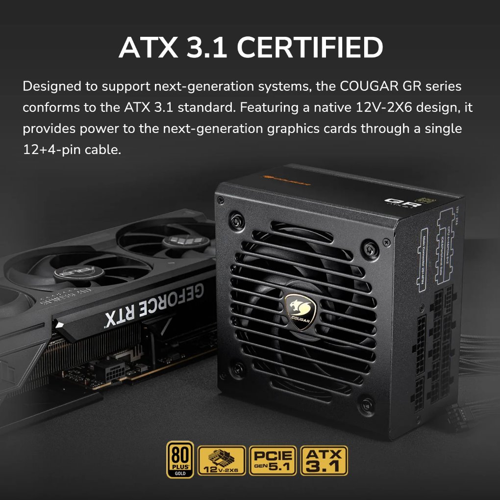 COUGAR PC zdroj GR 850W 80+ Gold, Fully modular