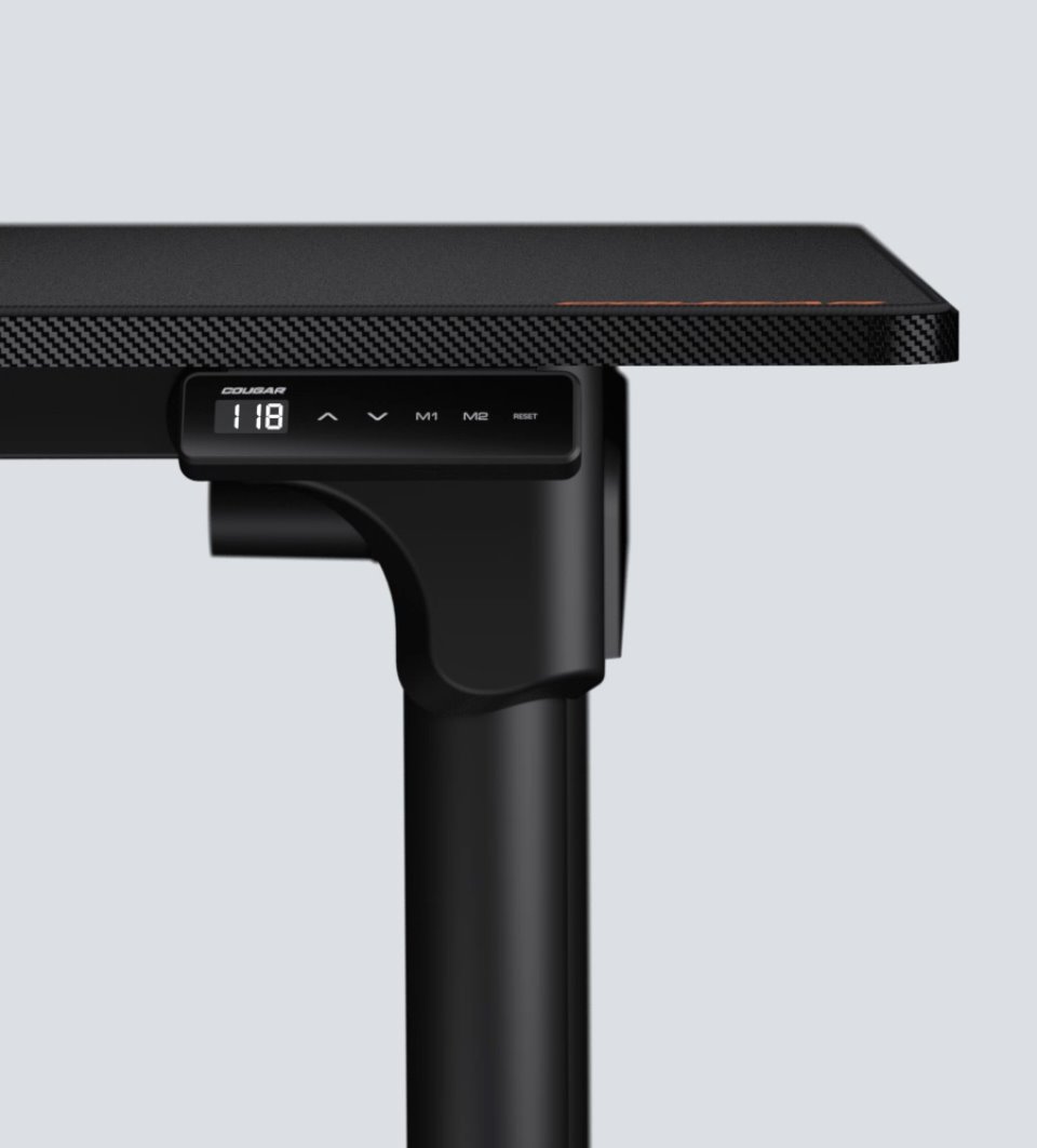 COUGAR stůl E-GRAV 160 BLACK elictric 1600 x 750 x 15 mm, 730~1180mm Silent Dual Motor Drive