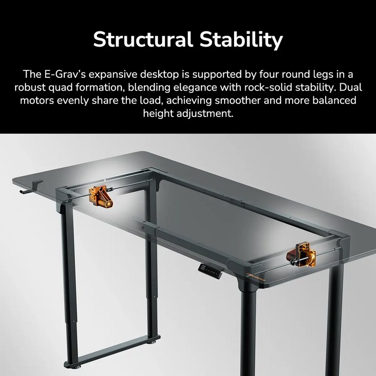 COUGAR stůl E-GRAV 180 BLACK elictric 1800 x 800 x 15 mm, 730~1180mm Silent Dual Motor Drive