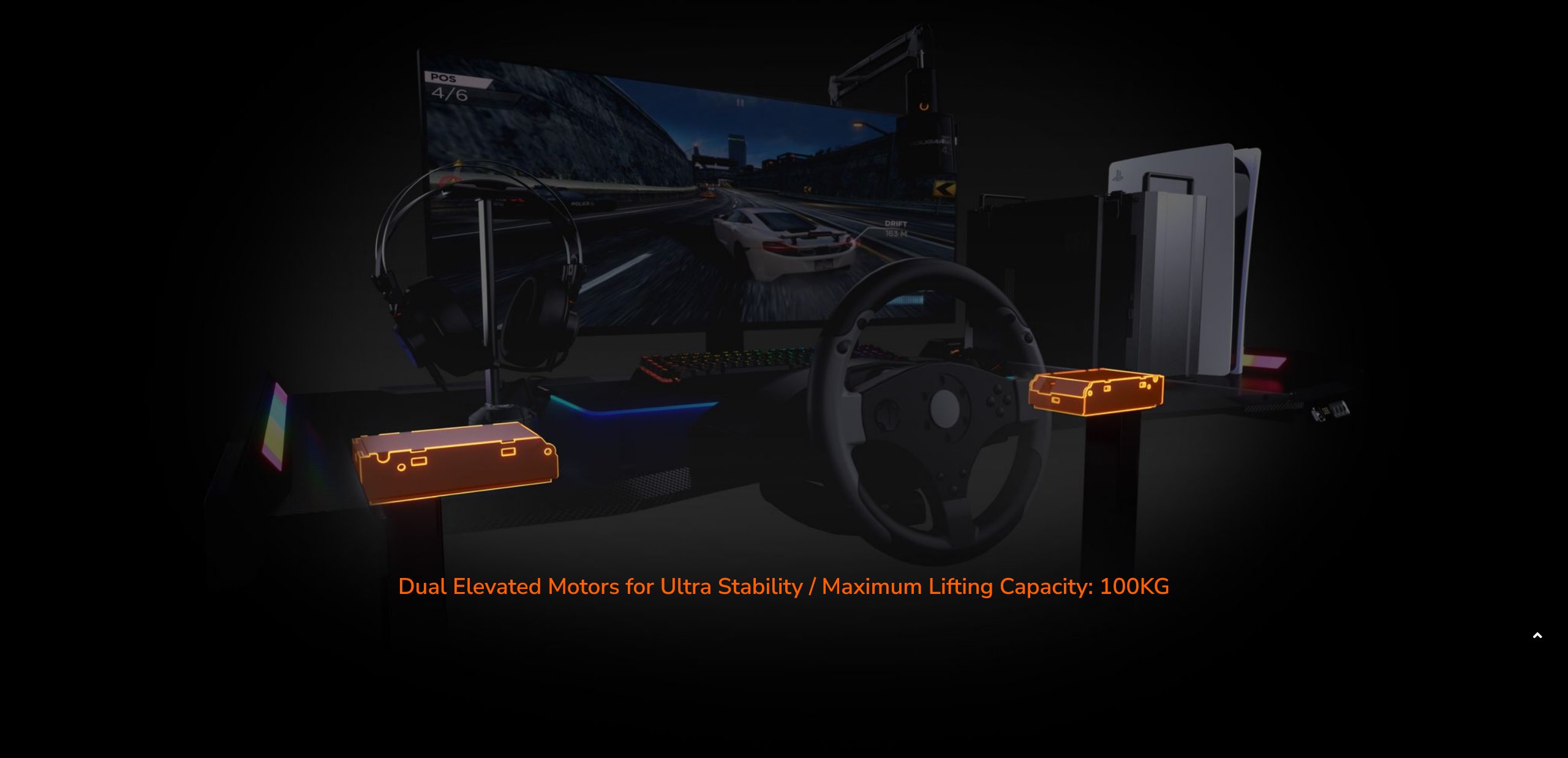 COUGAR stůl E-MARS RGB electric 1531 x 770 x 745-1195mm 2xUSB 3.0 & USB-C & 2x3,5 jack