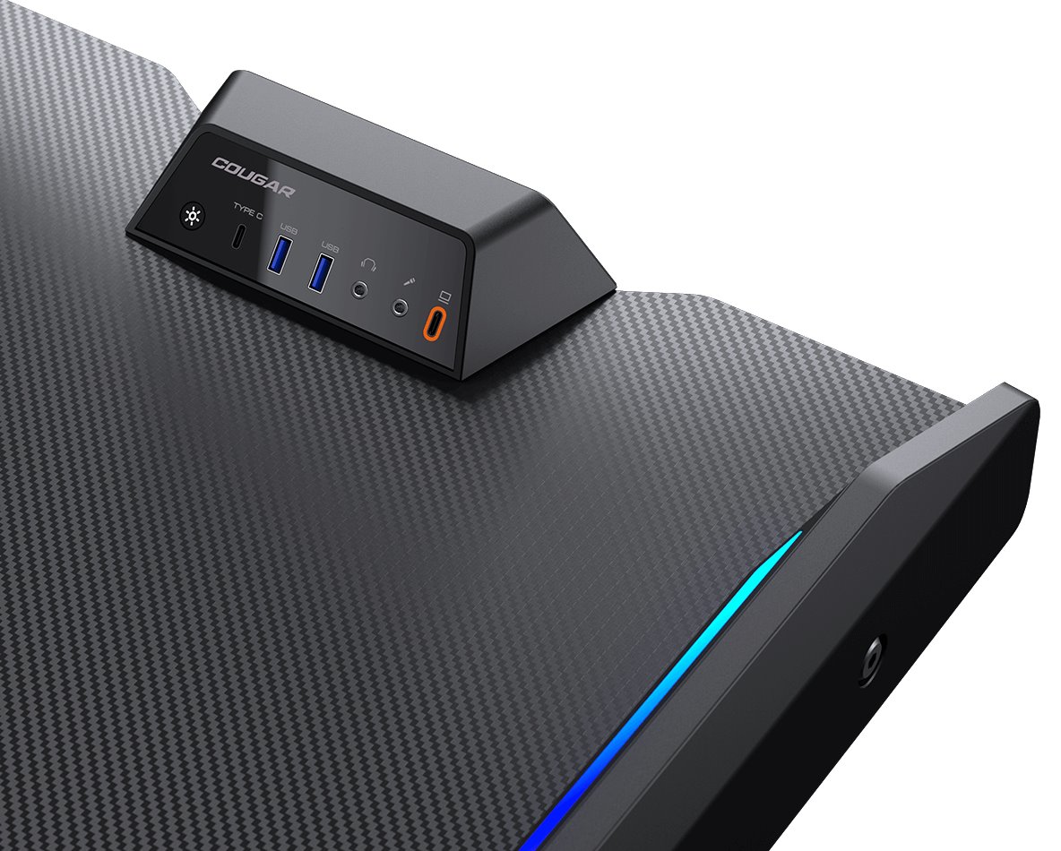 COUGAR stůl E-MARS RGB electric 1531 x 770 x 745-1195mm 2xUSB 3.0 & USB-C & 2x3,5 jack