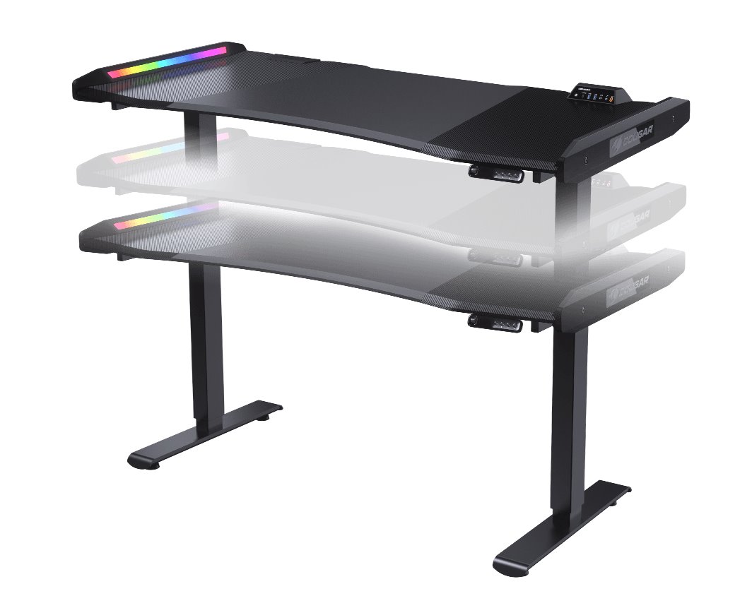 COUGAR stůl E-MARS RGB electric 1531 x 770 x 745-1195mm 2xUSB 3.0 & USB-C & 2x3,5 jack