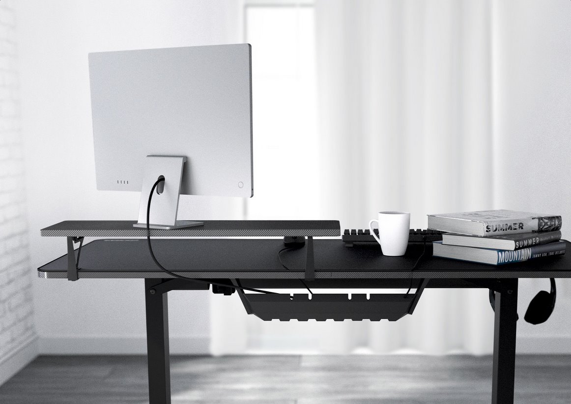 COUGAR stůl E-STAR 120 el. 1200 x 600 x 15, 720-1170mm,carbon design,monitor stand,pad,paměť 2 módy (poškozený obla)