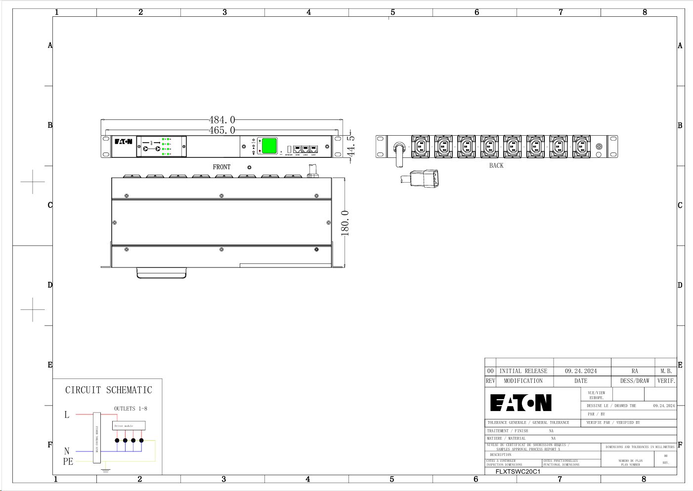 EATON FlexPDU G2: Spínané 1U, In: C20 16A 1P - Out: 8xC13