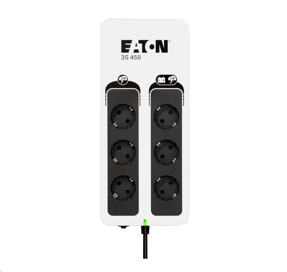 EATON UPS 3S 450 D, Off-line, Tower, 450VA/270W, výstup 6x DIN (Schuko), bez ventilátoru