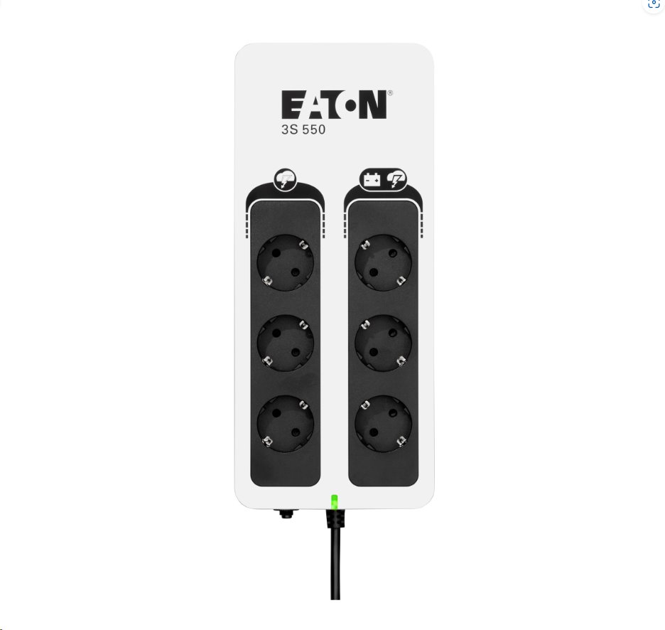 EATON UPS 3S 550 D, Off-line, Tower, 550VA/330W, výstup 6x DIN (Schuko), bez ventilátoru