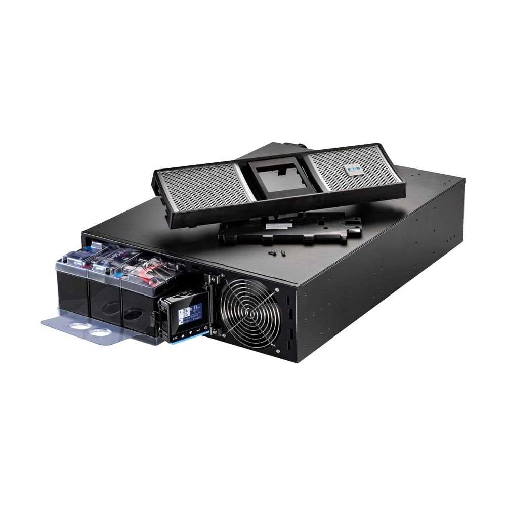 EATON UPS 9PX 5000i RT3U Netpack G2, On-line, Rack 3U/Tower, 5kVA/5kW, svorkovnice + výstup 6/6x IEC C13/C39, USB, LAN