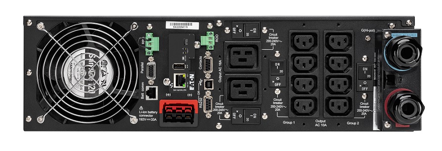 EATON UPS 9PX 6000i Netpack Li-Ion, On-line, Rack 3U/Tower, 6kVA/5,4kW, svorkovnice + výstup 8/2x IEC C13/C19, LAN