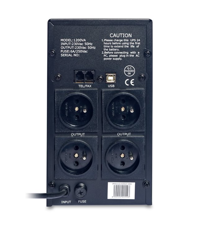 Eurocase záložní zdroj UPS Line Interactive (EA200LED), 1200VA/720W, USB - černá