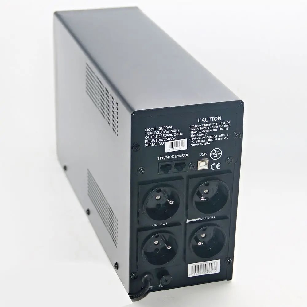 Eurocase záložní zdroj UPS Pure-Sine-Wave (EA620), 2000VA/1600W, USB - černá