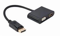 Gembird adaptér DisplayPort (M) na HDMI (F) + VGA (F), kábel 0.1m, čierny