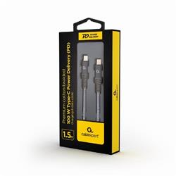 Gembird kábel nabíjací USB-C (M) na USB -C (M), 100W, prémiový, opletený, 1.5 m, čierny