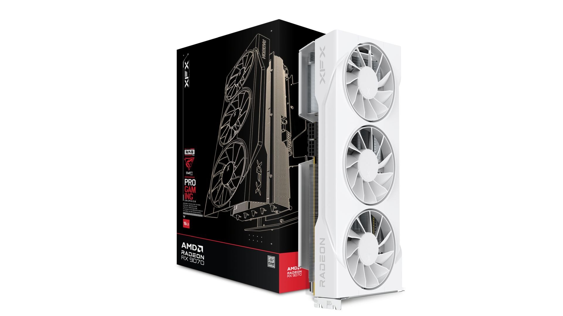 GPU XFX Swift AMD Radeon RX 9070 OC 16GB GDDR6, White, Triple fan, Gaming Edition