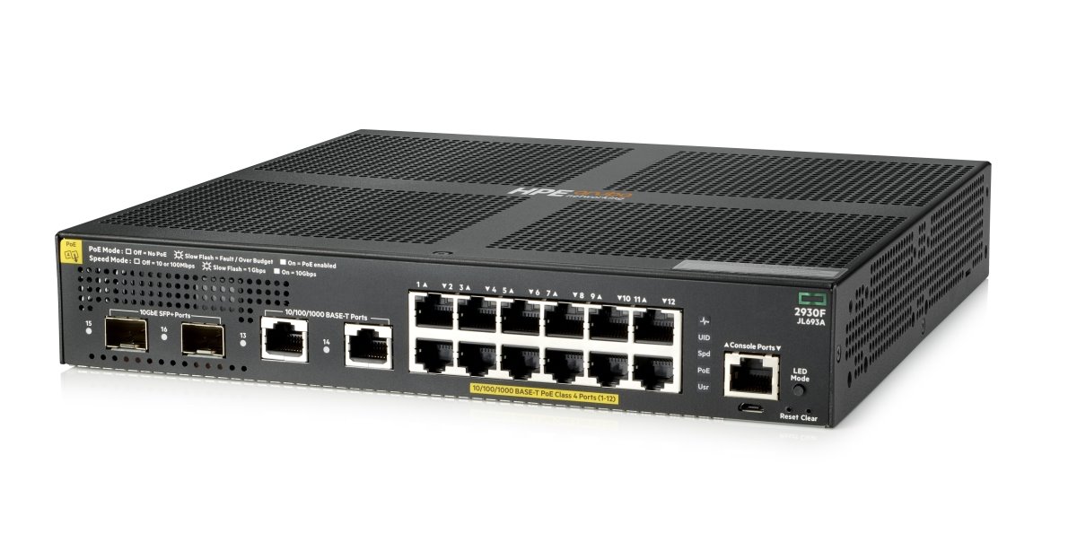 HPE NW Switch 2930F 12G PoE+ 2G/2SFP+ 139W