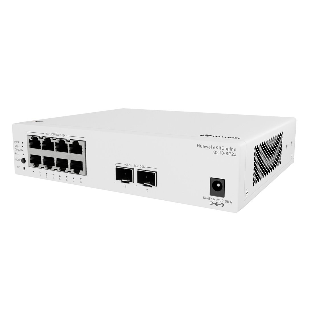 Huawei S210-8P2J Switch 8G PoE+, 2x 2.5G SFP, 128W PoE, L2 Managed, Fanless, Desktop