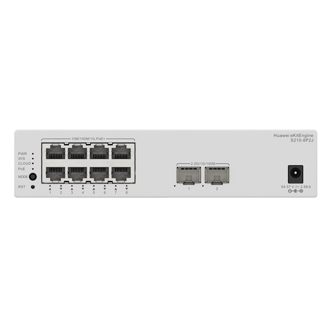 Huawei S210-8P2J Switch 8G PoE+, 2x 2.5G SFP, 128W PoE, L2 Managed, Fanless, Desktop