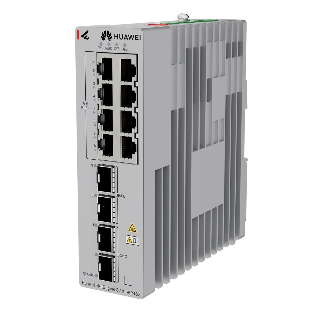 Huawei S210I-8P4SX průmyslový Switch 8G PoE+, 2SFP, 2SFP+, L2 Managed, DIN, Fanless