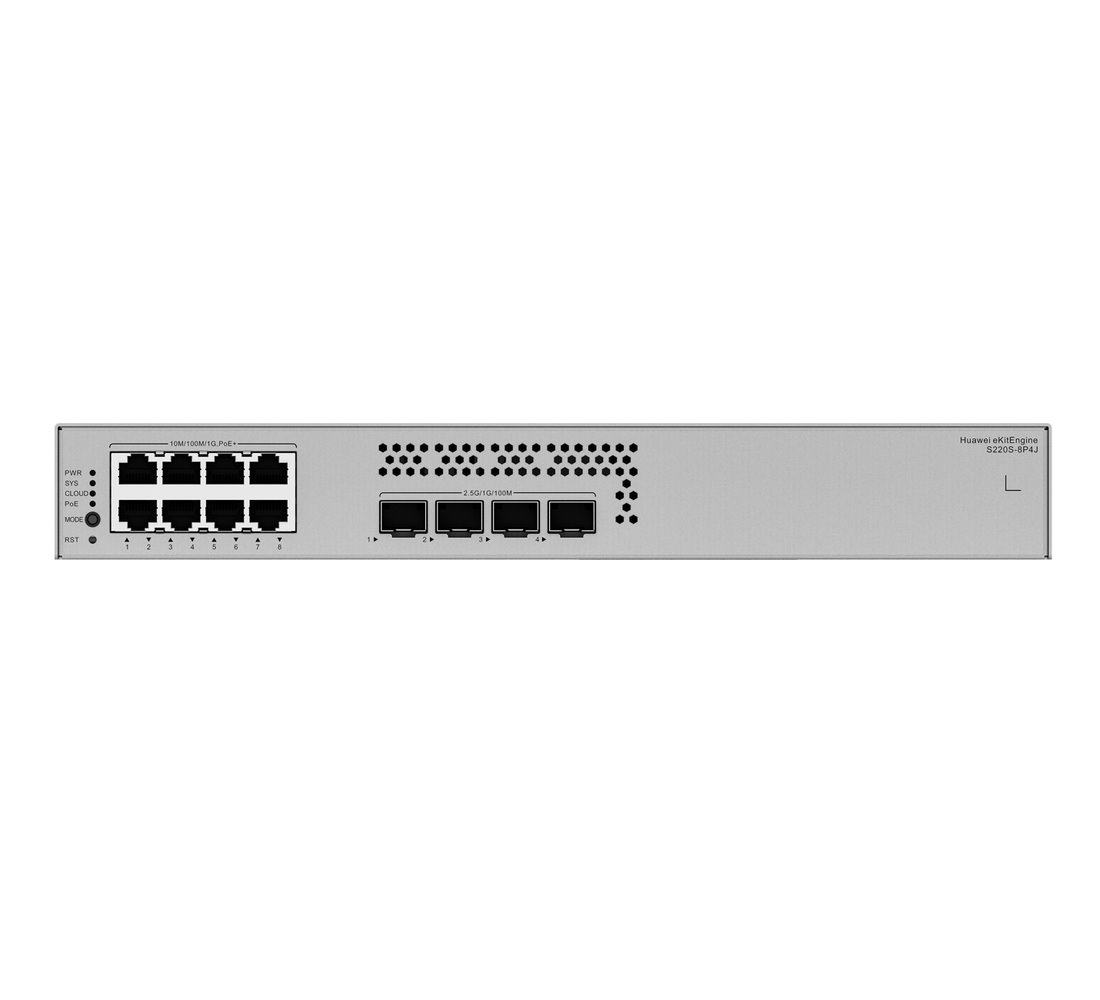 Huawei S220S-8P4J Switch 8G PoE+, 4x 2.5G SFP, 128W PoE, L2 Managed, Fanless, Desktop