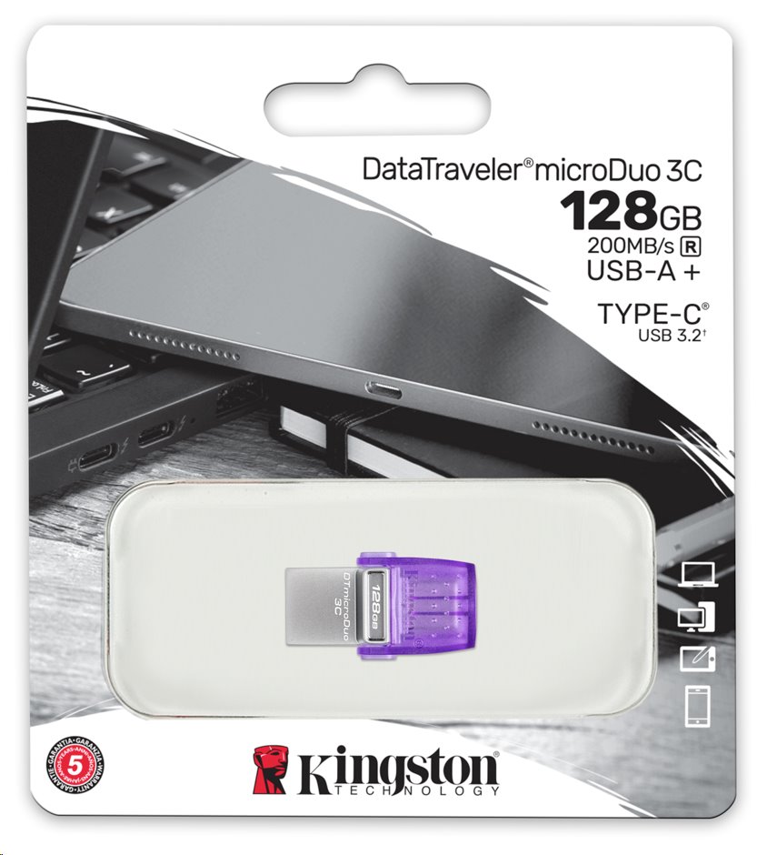 Kingston flash disk 128GB DT MicroDuo 3C USB A + USB-C
