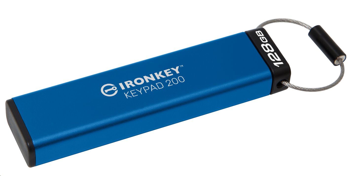 Kingston flash disk 128GB IronKey Keypad 200, FIPS 140-3 Lvl 3 (Pending) AES-256 Encrypted