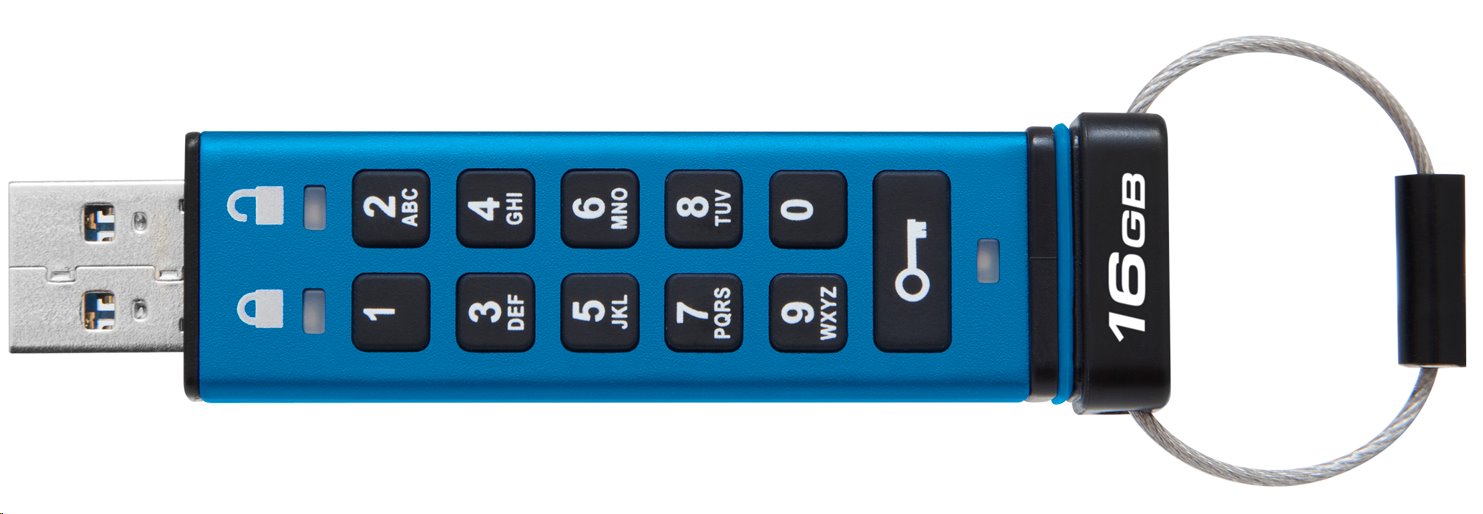 Kingston flash disk 16GB IronKey Keypad 200, FIPS 140-3 Lvl 3 (Pending) AES-256 Encrypted