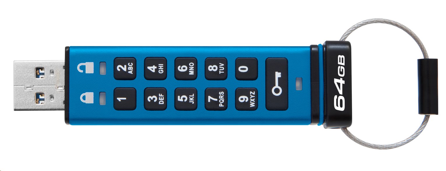 Kingston flash disk 64GB IronKey Keypad 200, FIPS 140-3 Lvl 3 (Pending) AES-256 Encrypted