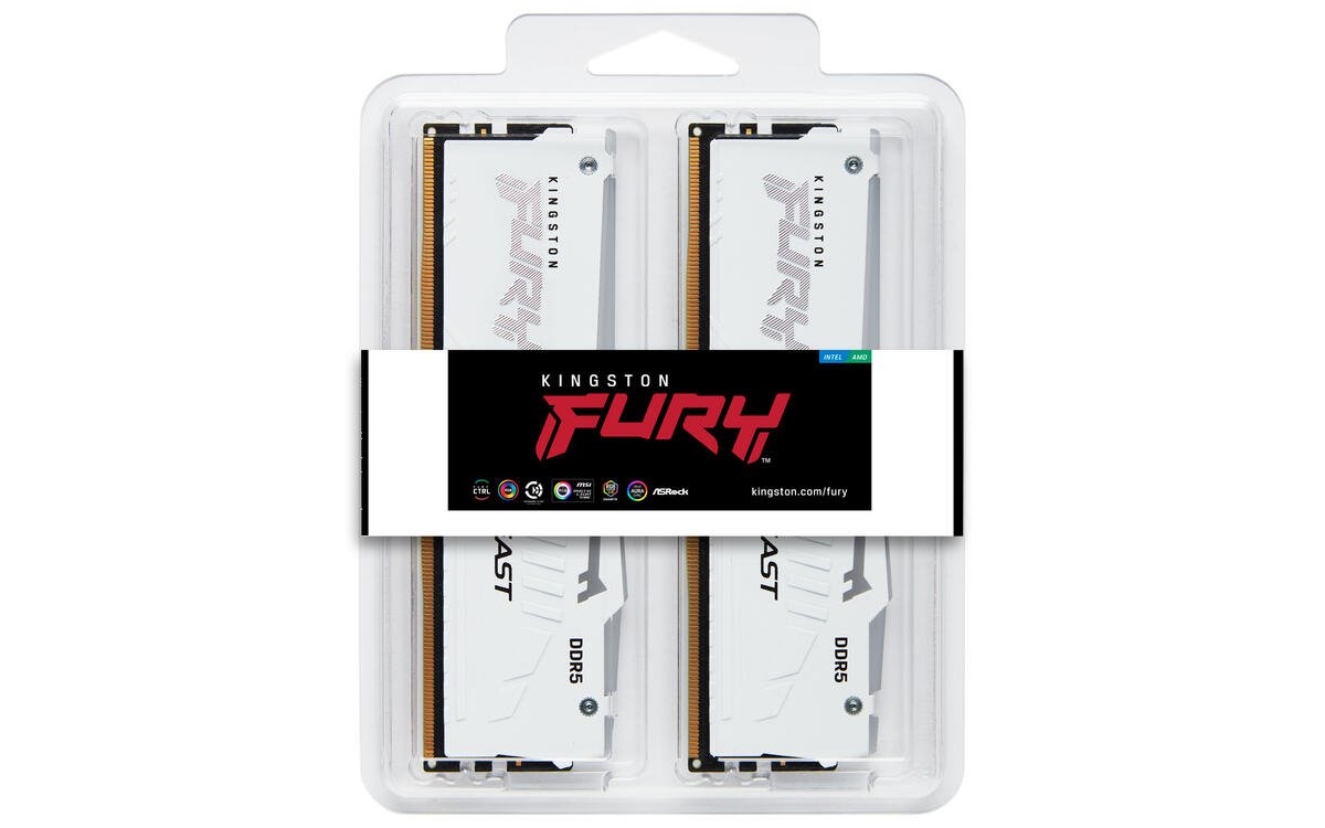 Kingston FURY Beast DDR5 64GB (Kit 2x32GB) 6000MT/s DIMM CL30 RGB EXPO White
