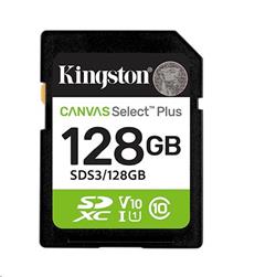 Kingston paměťová karta 128GB Canvas Select Plus Gen 3 SDXC 150R U1 UHS-I C10 V10