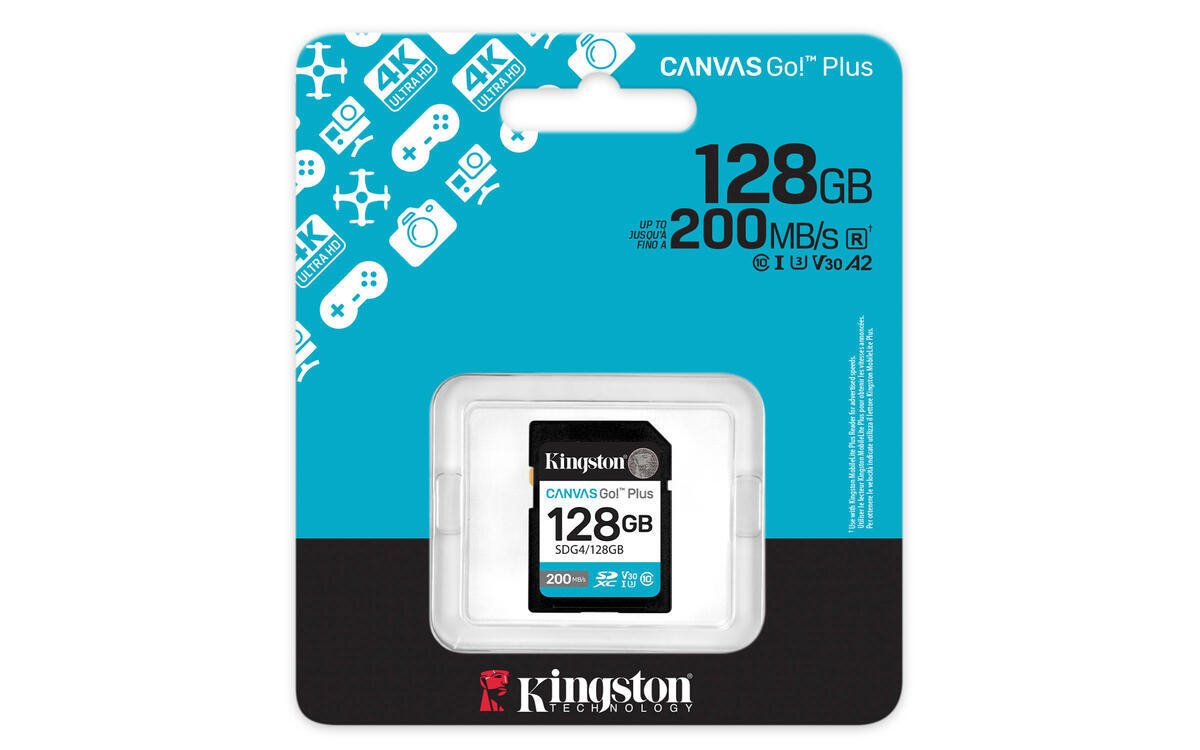 Kingston paměťová karta 128GB SDXC Canvas Go Plus Gen4 C10 UHS-I U3