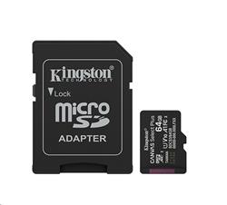 Kingston paměťová karta 64GB Canvas Select Plus Gen 3 microSDXC 150R A1 C10 Card + ADP