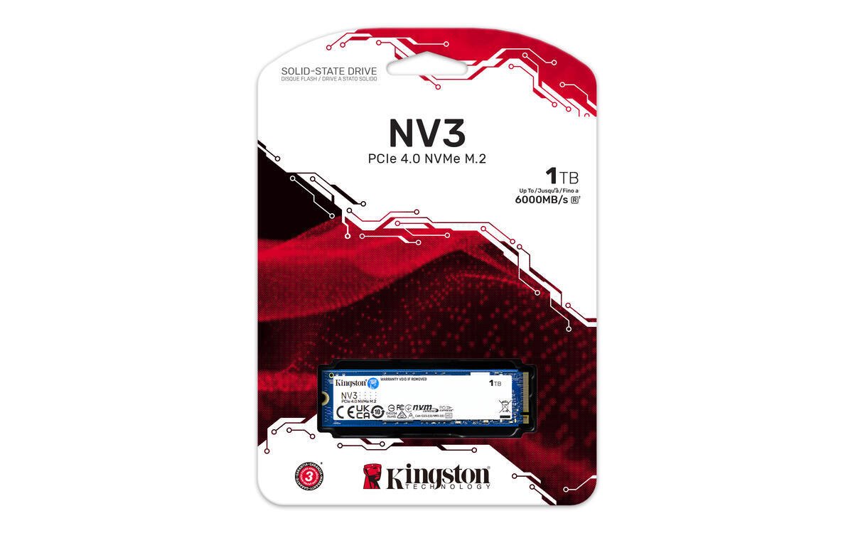 Kingston SSD 1000GB NV3 NVMe™ PCIe M.2 2280 (ctení/zápis: 6000/5000MB/s;)