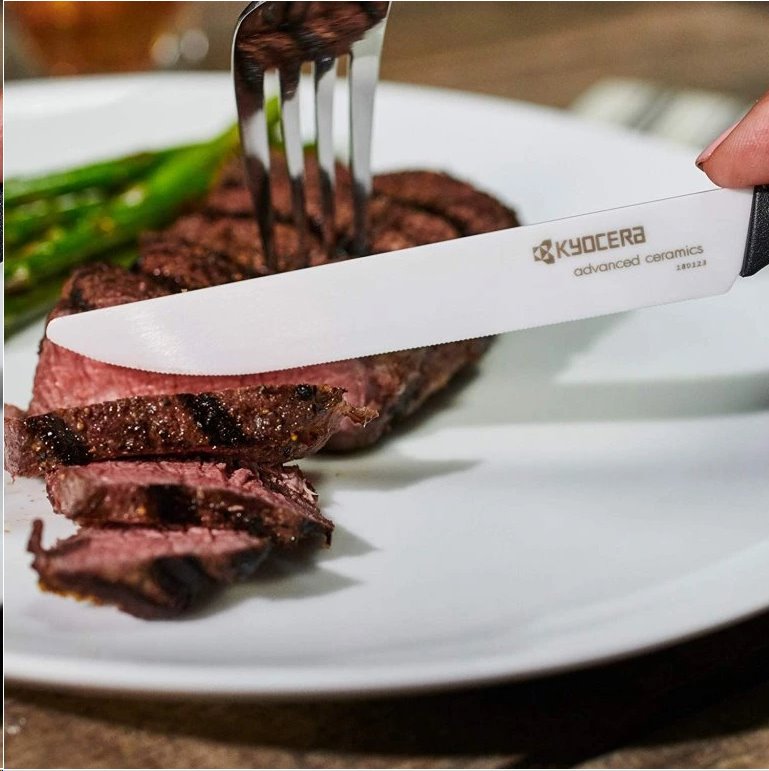 Kyocera keramický nůž, Steak Knives, Sada steakových nožů, 2 kusy, černá rukojeť, bílá čepel, SK-2PC WHBK EU