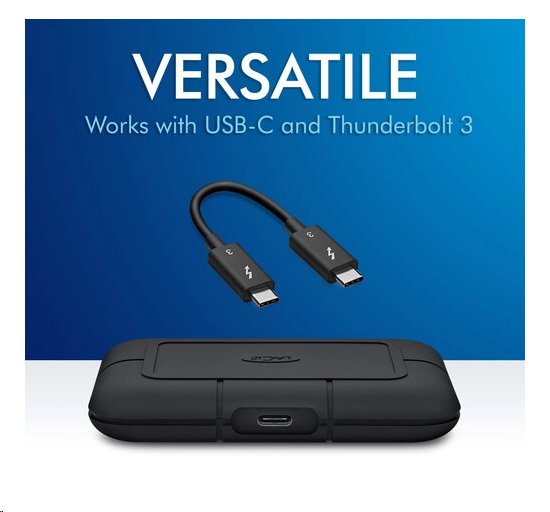 LaCie SSD Externí Rugged Pro 2.5" 4TB - USB 3.1 Gen 1/Thunderbolt 3, Černá