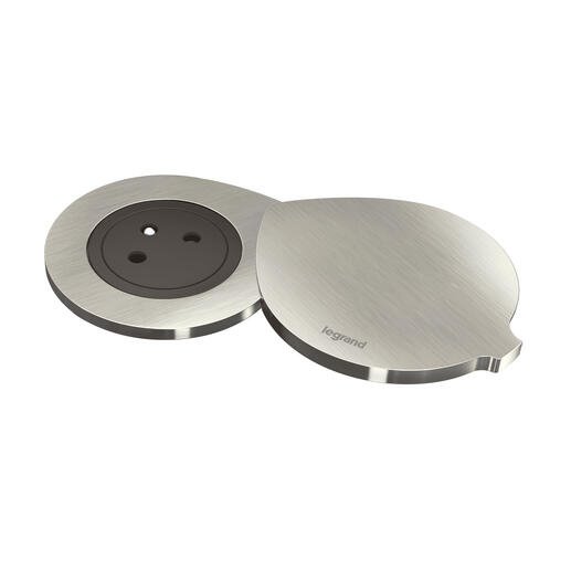 Legrand - Incara™ Disq 60 - Zapuštěná zásuvka 2P+T, černá s kovovým krytem, 2m
