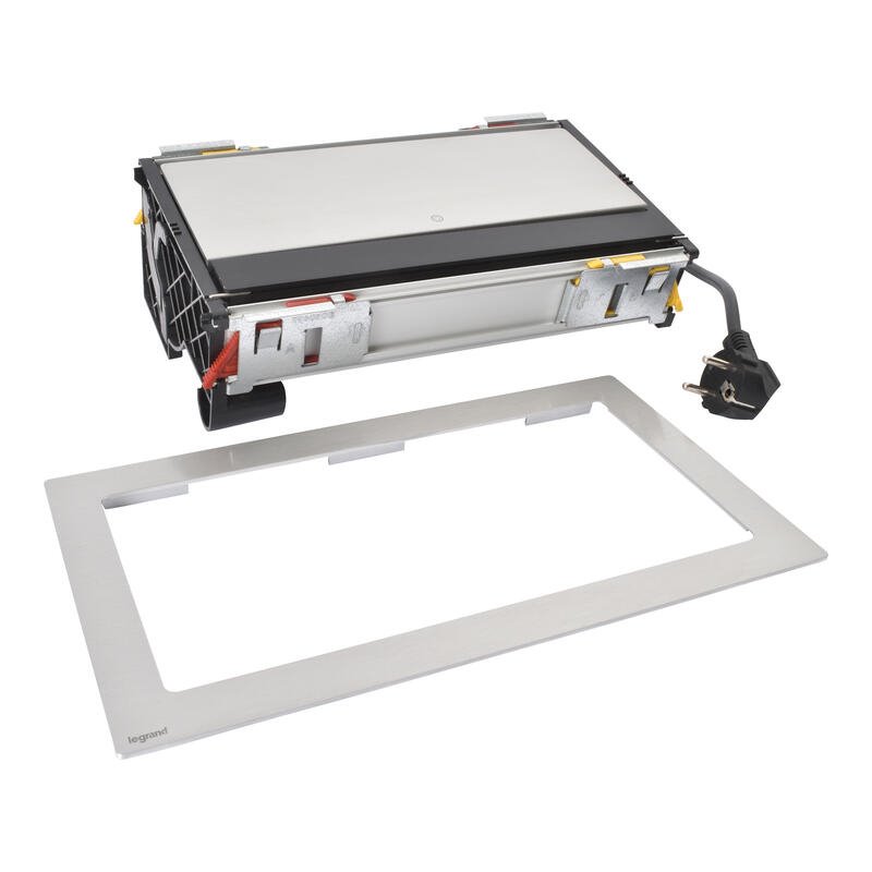 Legrand - Incara™ Flip-up - Zapuštěný zásuv. blok uzavíratelý 2x2P+T/USBA+C (15W) RJ45 Cat6 FTP HDMI, kabel 2m