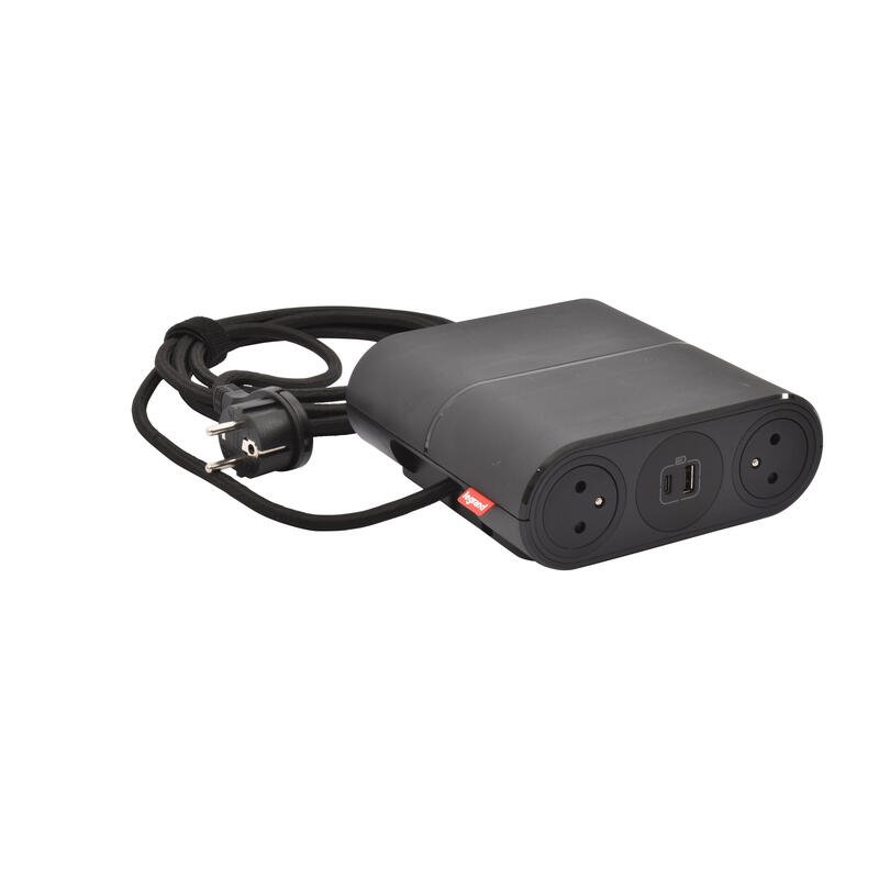 Legrand - Incara™ Link'On - Zásuvkový blok přenosný propojitelný 4x2P+T/2xUSB A+C/Wieland, kabel 2,5m