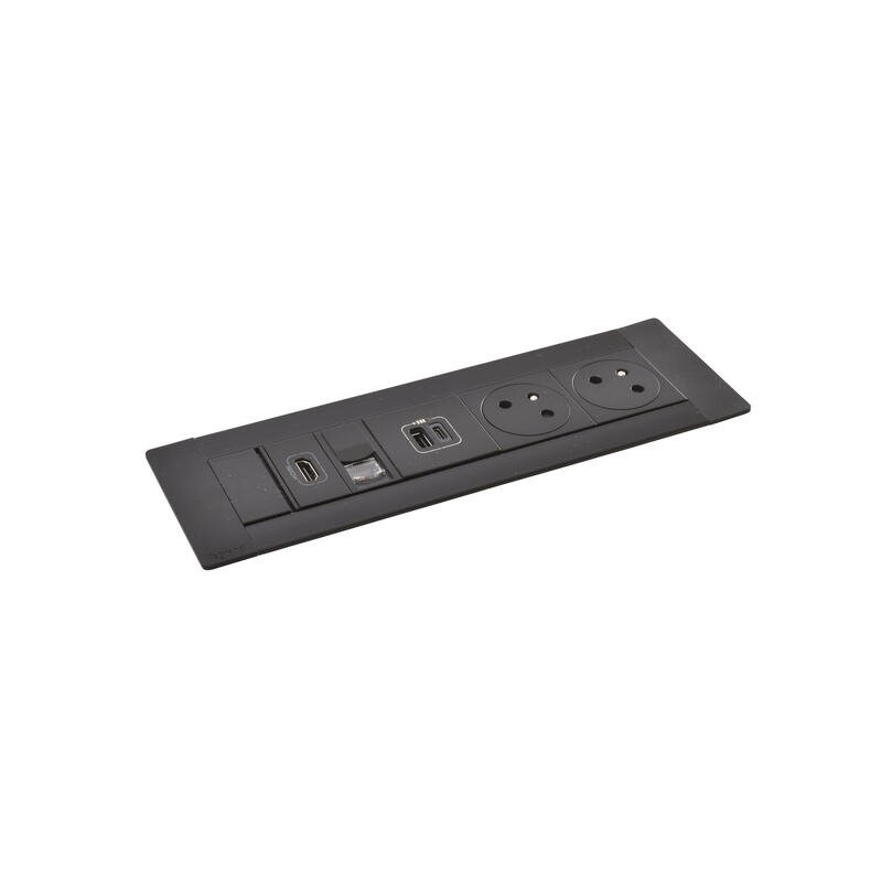 Legrand - Incara™ Multilink - Modular. zapuštěný blok černý: 2x2P+T/USBA+C (15W)/RJ45 Cat6/HDMI, kabel 2m