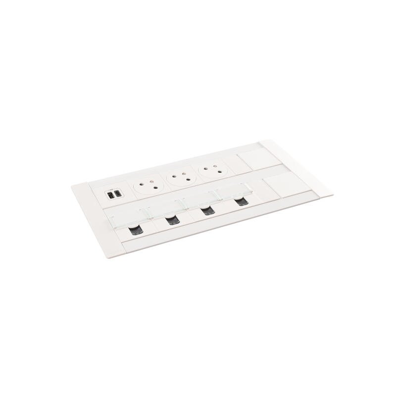 Legrand - Incara™ Multilink - Modular. zapuštěný blok do sádrokartónu bílý: 3x2P+T/USB A+C (15W)/4xRJ45 Cat6, kabel 2m