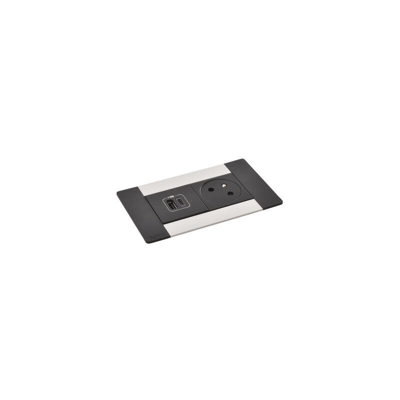 Legrand - Incara™ Multilink - Modular. zapuštěný blok kov: 2P+T/USB A+C (15W), kabel 2m