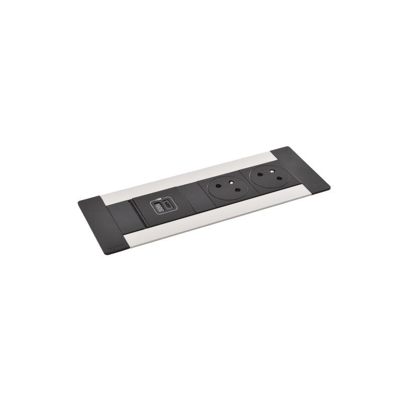 Legrand - Incara™ Multilink - Modular. zapuštěný blok kov: 2x2P+T/USB A+C (15W), kabel 2m