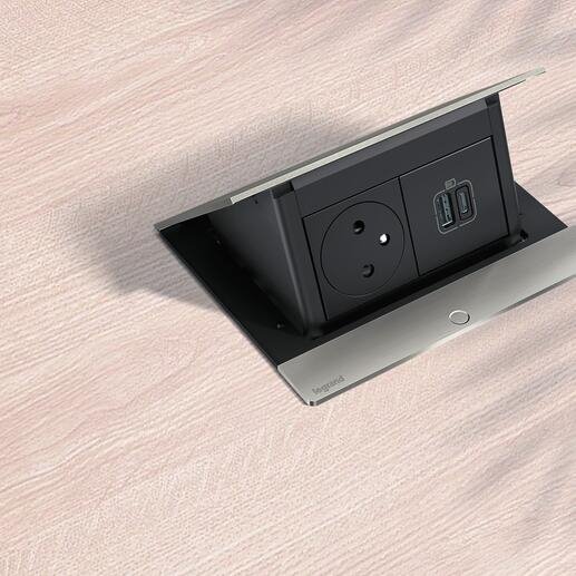 Legrand - Incara™ Pop-up - Osazená krabice do nábytku 2P+T/USB A+C (15W), bílá, kabel 2m