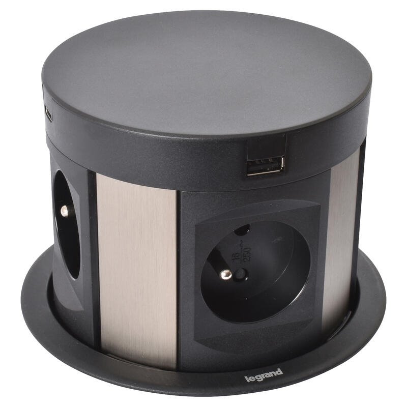Legrand - Incara™ Tower 120 - Výsuvný zásuvkový blok 4x2P+T/USB A+C, kabel 2m