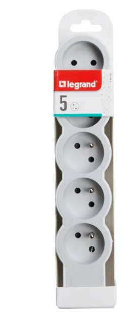 LEGRAND Revolution prodlužovací přívod 5x2P+T, bez kabelu, bílá-světlé šedá