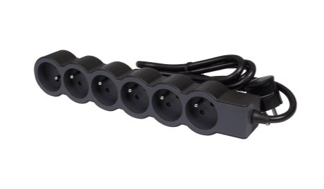 LEGRAND Revolution prodlužovací přívod 6x2P+T, kabel 3m, černo-šedá