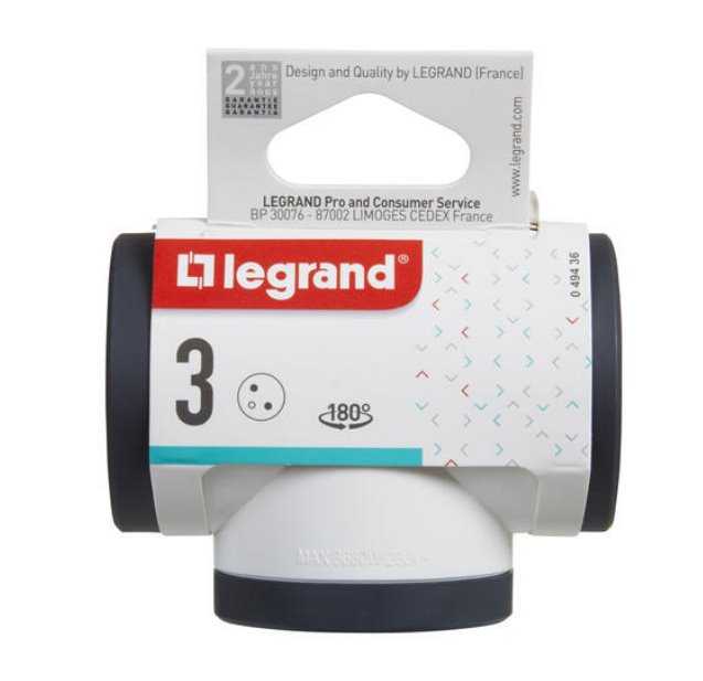 LEGRAND Revolution rozbočovač otočný 3x2P+T, bílo-šedá
