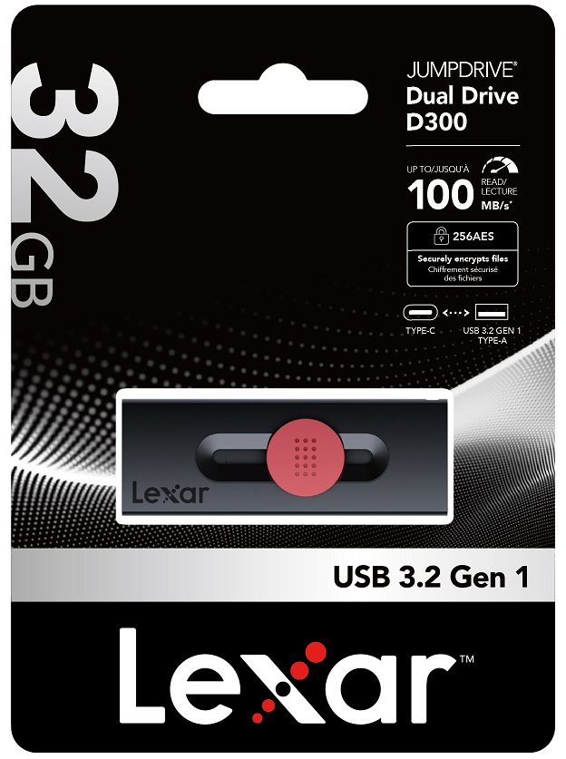 Lexar flash disk 32GB - Dual Type D300 USB-C & USB-A 3.2 (čtení až 100MB/s)